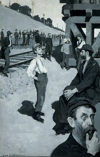 Jay Hambidge, “The railroad,” Sold in auction (Lot 214), oil on paper.