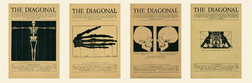 Jay Hambidge, some covers of the montly magazine “The Diagonal,” Yale University Press, 1919-1920.